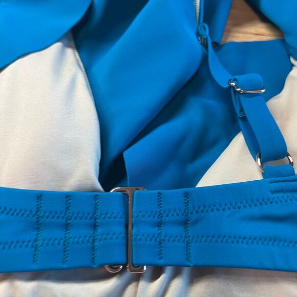 Shade & Shore Women's Teal Blue Ruffle Bralette Bikini Top - Size 36B - NWT - Picture 9 of 12